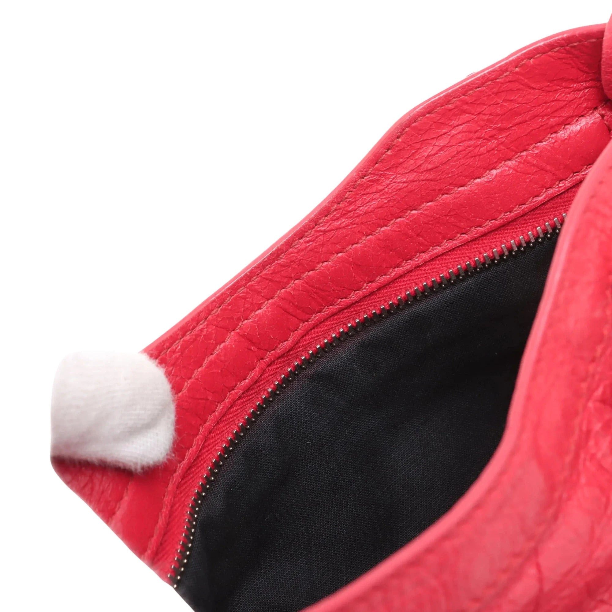 Pre-Loved Classic City Handbag Leather Mini with Silver Hardware, Red