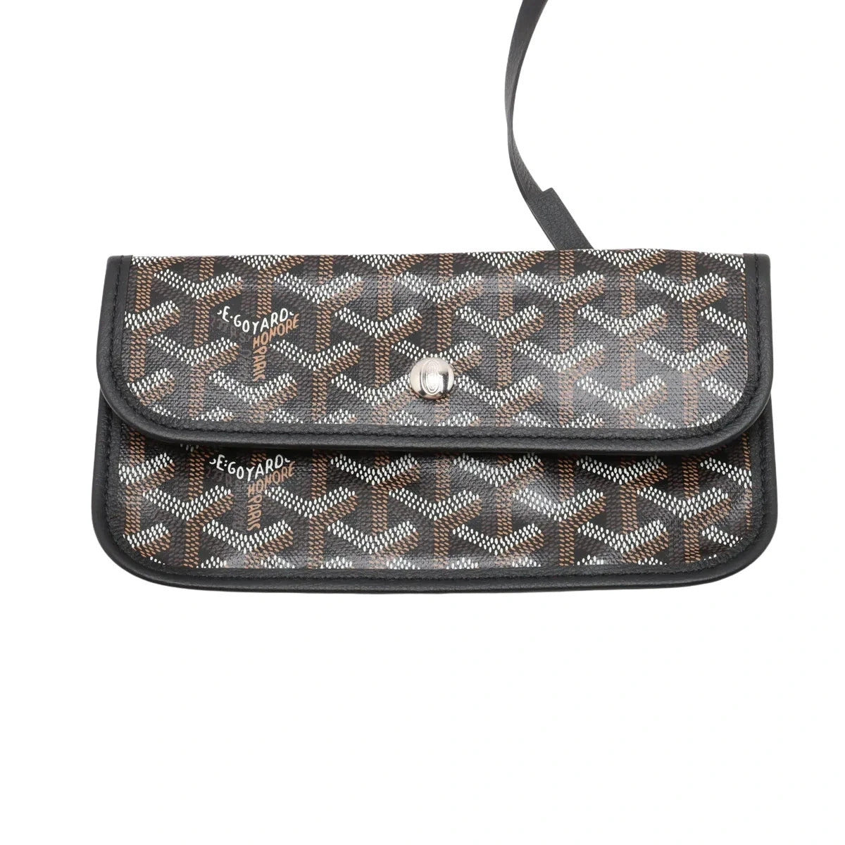 Pre-Loved Saint Louis Tote Goyardine Chevron Coated Canvas GM with Silver Hardware, Black/Brown