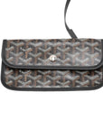 Pre-Loved Saint Louis Tote Goyardine Chevron Coated Canvas GM with Silver Hardware, Black/Brown