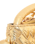 Pre-Loved Sardine Shoulder Bag Intrecciato Leather Mini with Gold Hardware, Gold
