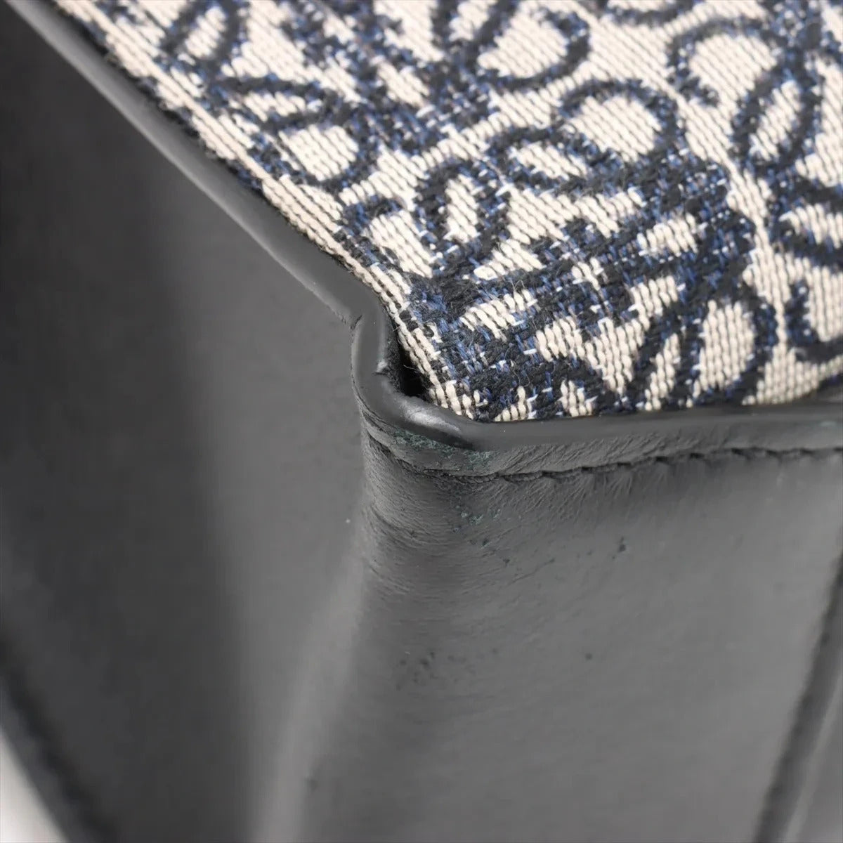 Pre-Loved Cushion Anagram Tote Tote Anagram Canvas Coated with Silver Hardware, Grey and Navy