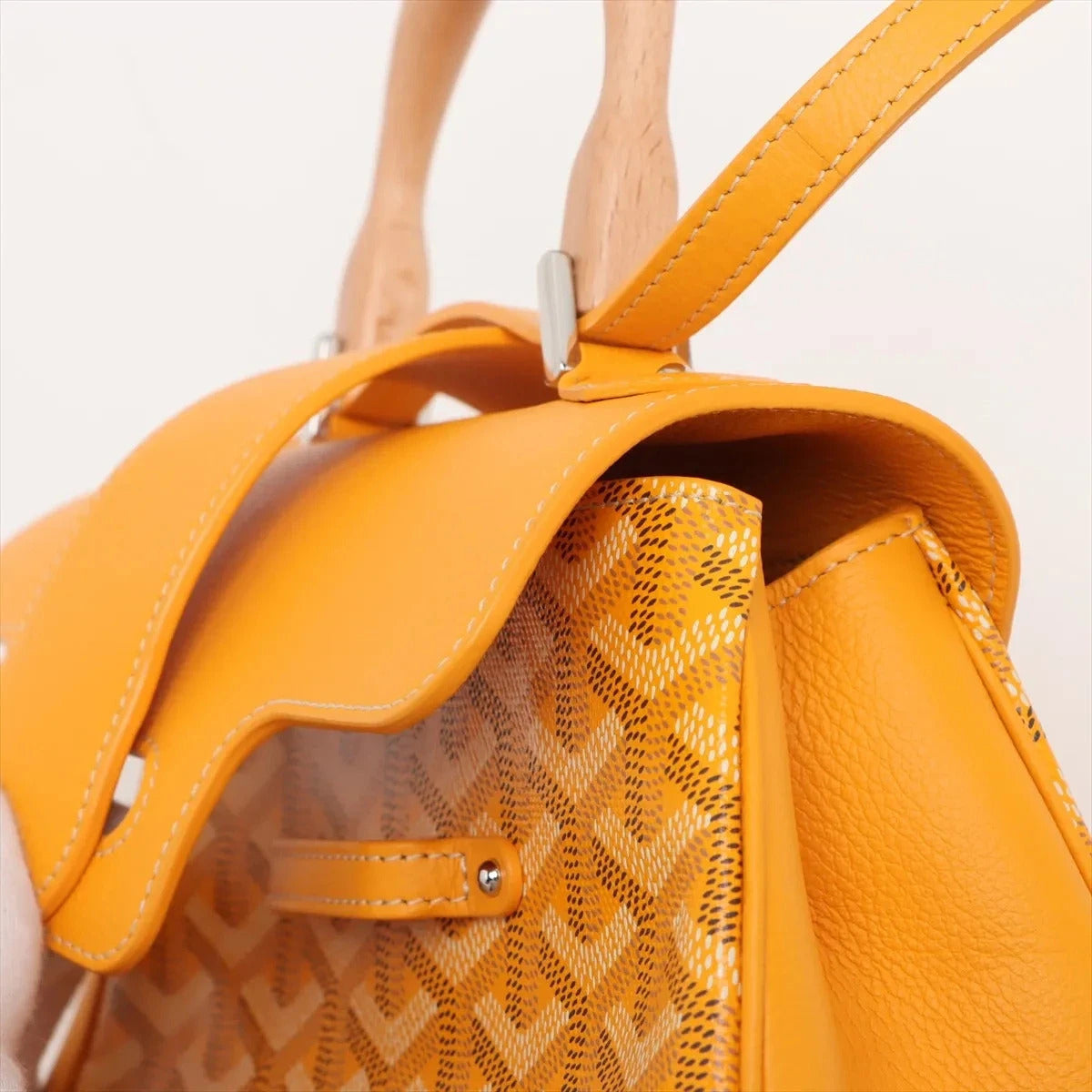 Pre-Loved Saïgon Handbag Goyardine Coated Canvas Mini with Silver Hardware, Yellow