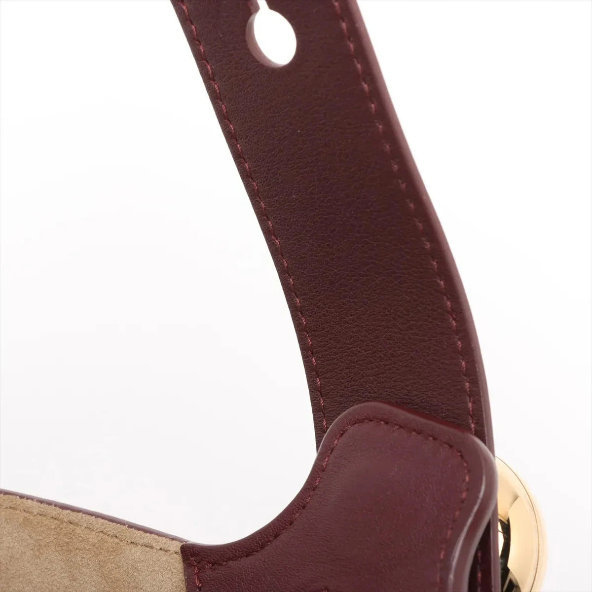 Pre-Loved Pebble Bucket Bag Bucket Bag Leather Mini with Gold Hardware, Burgundy