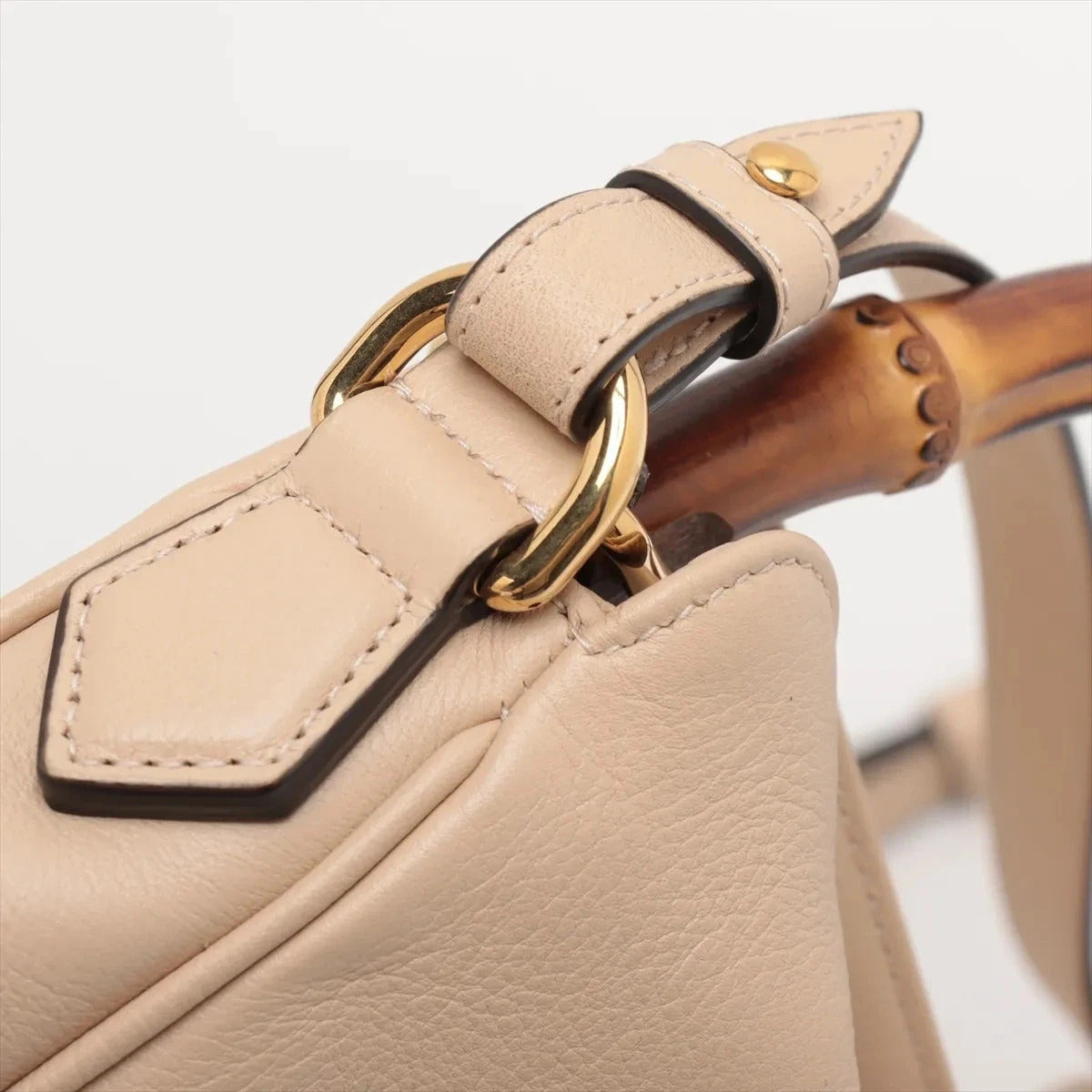 Pre-Loved Diana Bamboo Shoulder Bag Leather Medium with Gold Hardware, Beige