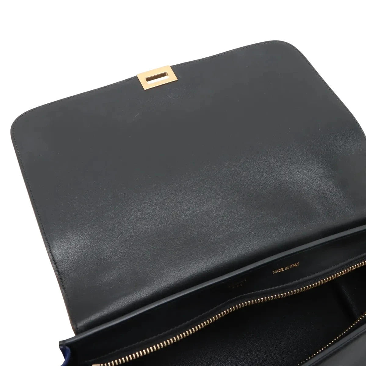 Pre-Loved Trapeze Handbag Leather Medium with Gold Hardware, Brown/Black/Blue