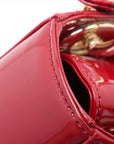 Pre-Loved Lady Dior Handbag Cannage Patent Leather Mini with Gold Hardware, Red