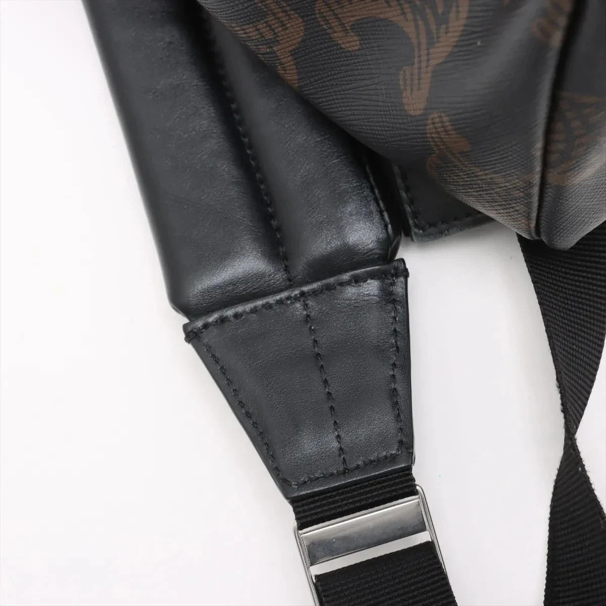 Pre-Loved Triomphe Backpack Triomphe Coated Canvas with Silver Hardware, Black and Brown