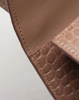 Pre-Loved Hourglass Handbag Crocodile Embossed Leather Small with Gold Hardware, Beige
