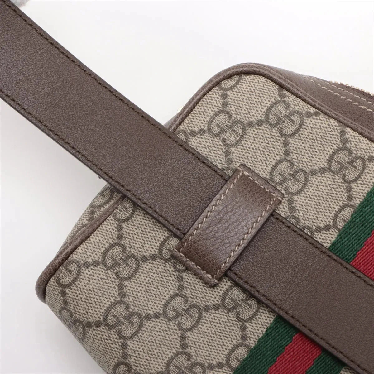 Pre-Loved Ophidia Belt Bag Monogram Coated Canvas Small with Gold Hardware, Beige Ebony