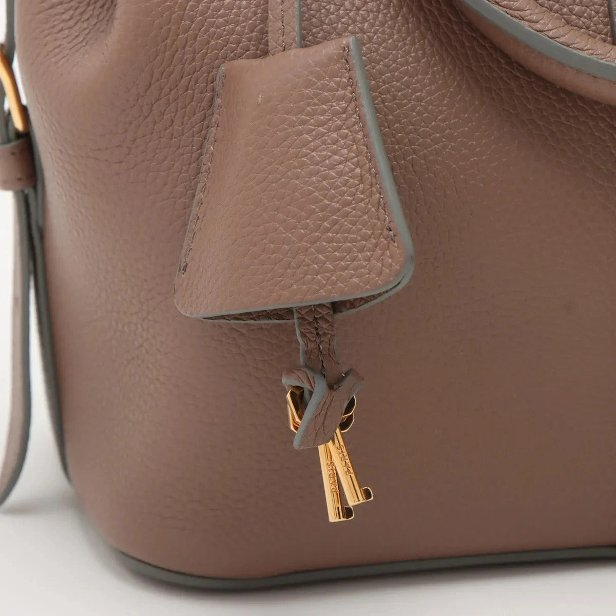 Pre-Loved Cabas Handbag Leather Small with Gold Hardware, Taupe