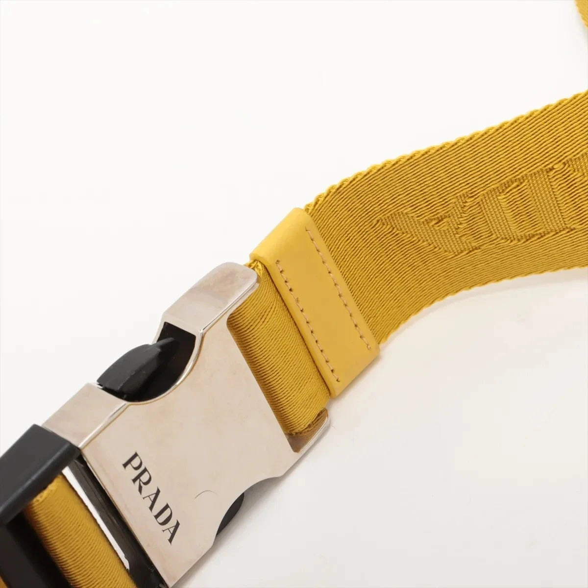 Pre-Loved Padded Nylon Triangle Sling Sling Bag Nylon with Silver Hardware, Yellow