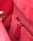 Pre-Loved Lady Dior Handbag Cannage Leather Medium with Gold Hardware, Pink
