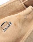 Pre-Loved Lady Dior East West Handbag Cannage Suede with Silver Hardware, Beige