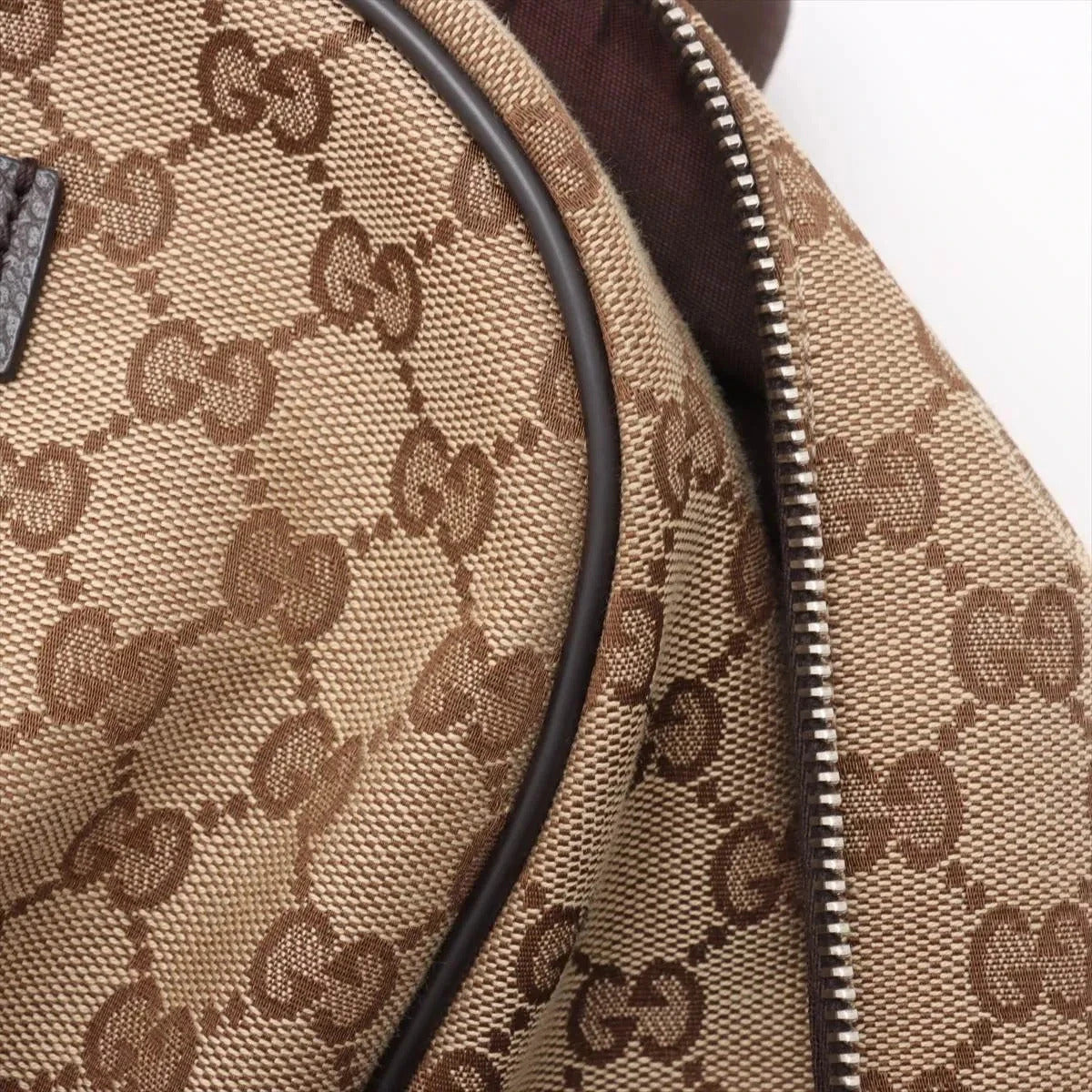 Pre-Loved GG Backpack Monogram Coated Canvas with Silver Hardware, Beige/Brown