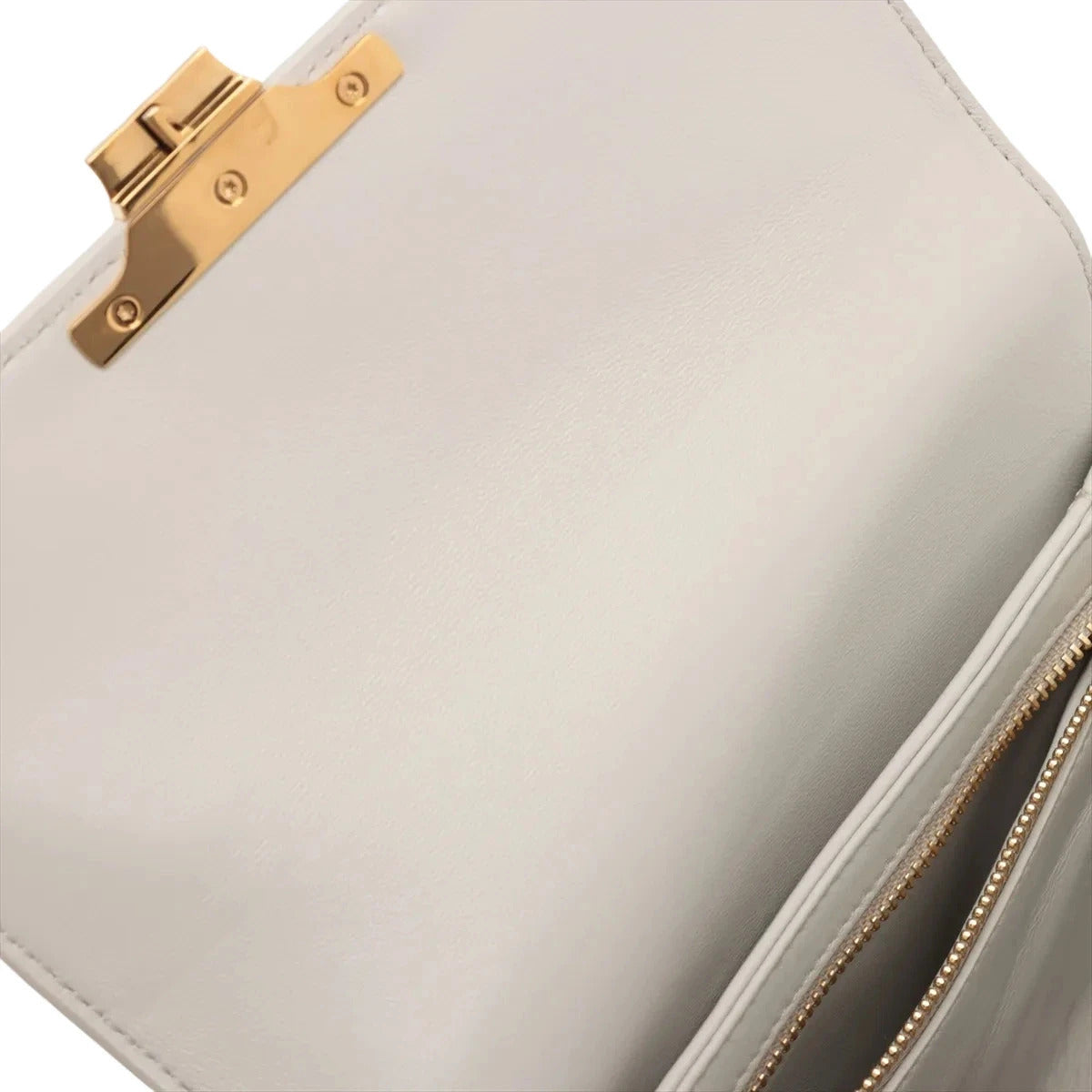 Pre-Loved Triomphe Shoulder Bag Leather Teen with Gold Hardware, White