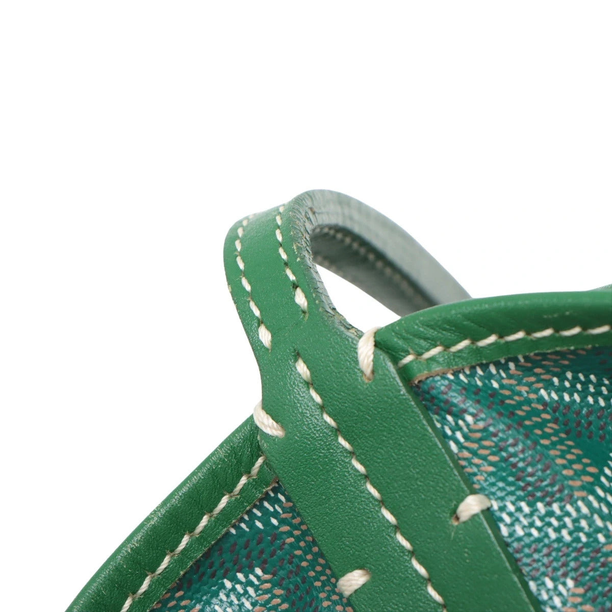 Pre-Loved Saint Louis Tote Goyardine Chevron Canvas Coated GM with Silver Hardware, Green