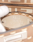 Pre-Loved Peekaboo Handbag Striped Canvas Mini with Silver Hardware, Brown and Beige