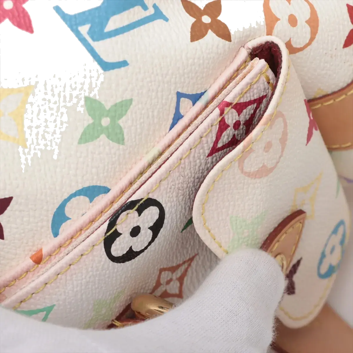 Pre-Loved Petit Noé Shoulder Bag Monogram Multicolore Coated Canvas Petit with Gold Hardware, White Multicolor