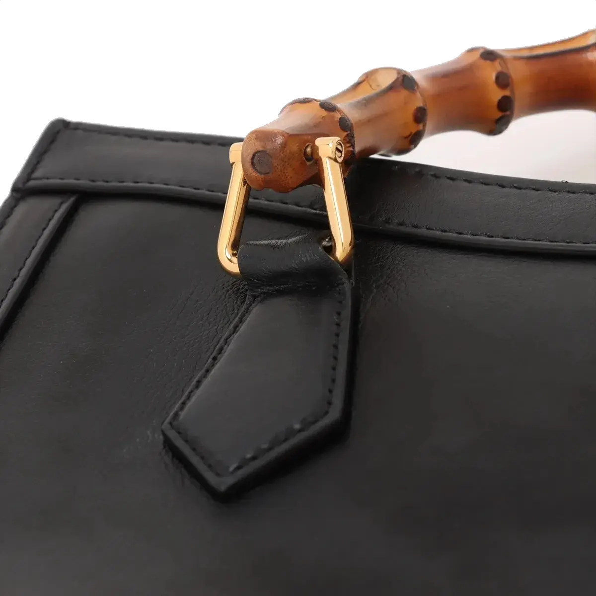 Pre-Loved Diana Bamboo Tote Leather Small with Gold Hardware, Black