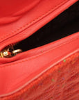 Pre-Loved Lady Dior Handbag Cannage Tweed Large with Gold Hardware, Red