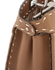 Pre-Loved Peekaboo Handbag Striped Canvas Mini with Silver Hardware, Brown and Beige