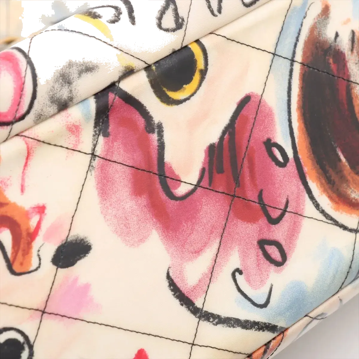 Pre-Loved Graffiti CC Tote Tote Quilted Coated Canvas with Gold Hardware, Multicolor
