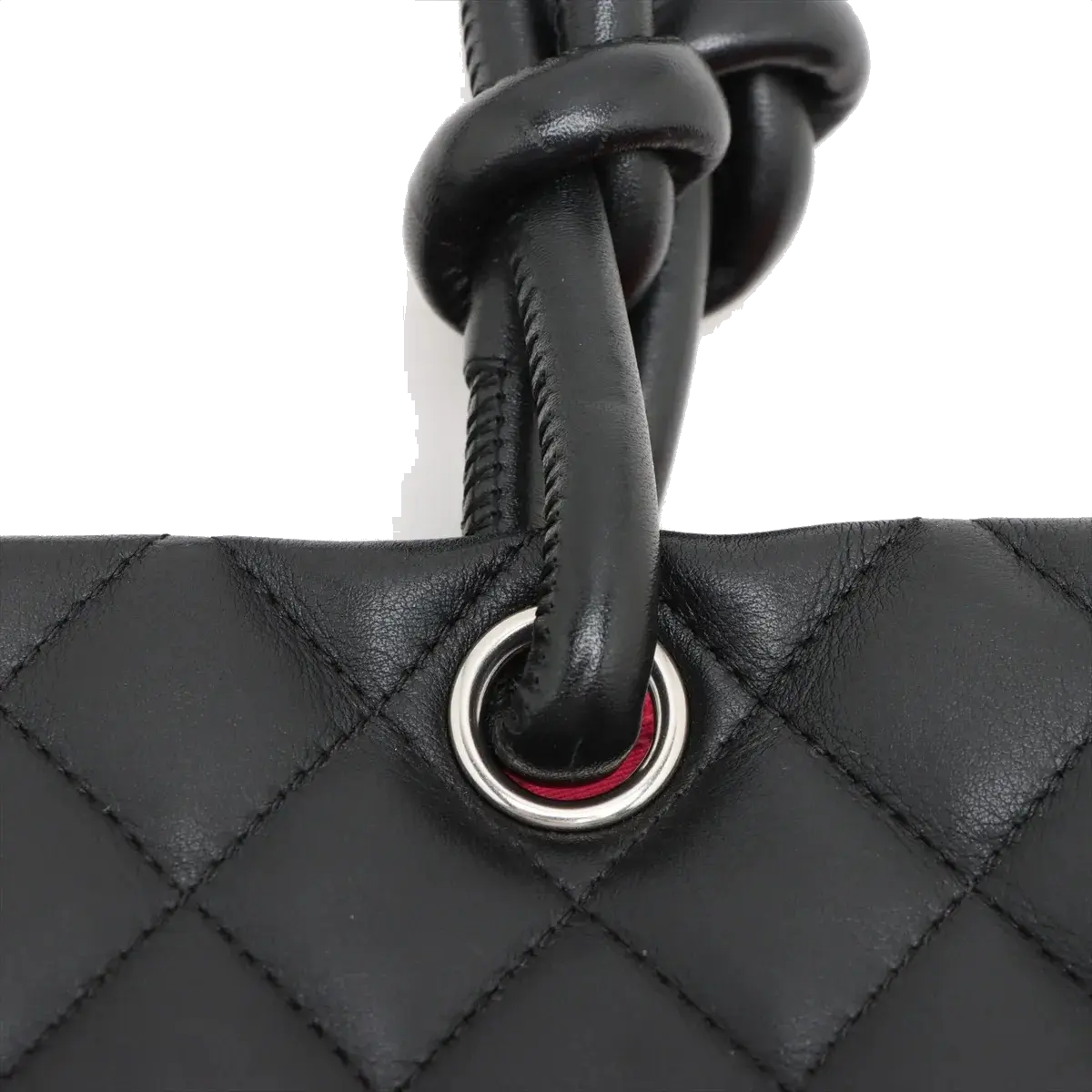 Pre-Loved Cambon Ligne Tote Quilted Leather Large with Silver Hardware, Black