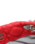 Pre-Loved Lady Dior Soft Shopping Tote Cannage Leather Large with Silver Hardware, Red