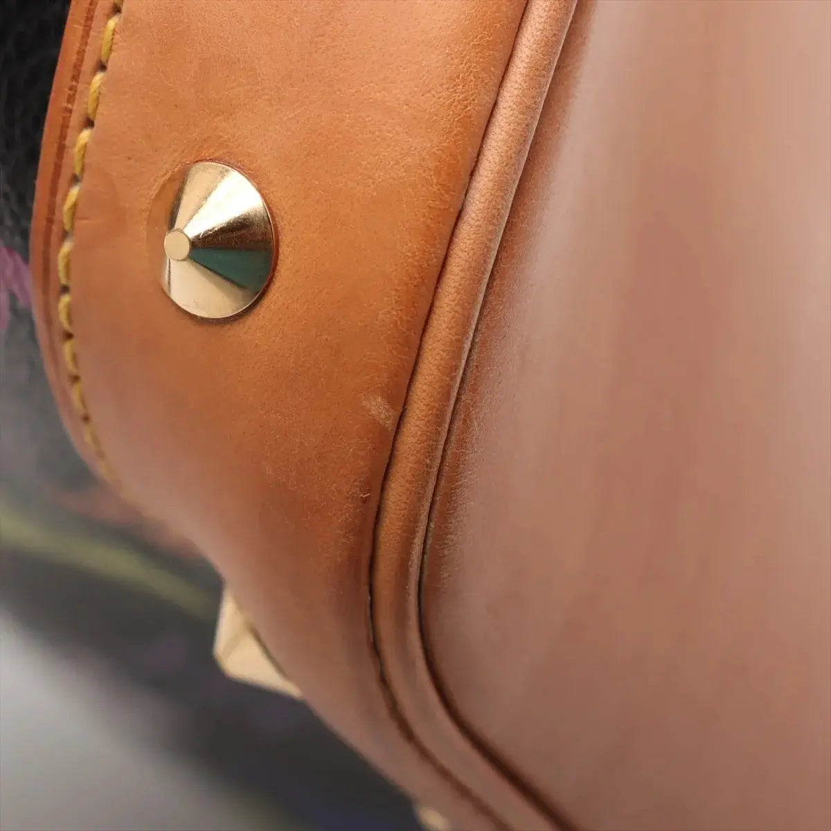 Pre-Loved Alma Handbag Monogram Coated Canvas PM with Gold Hardware, Black Multicolor