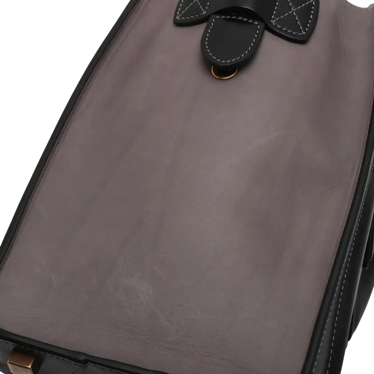 Pre-Loved Luggage Tote Leather Micro with Gold Hardware, Black and Grey