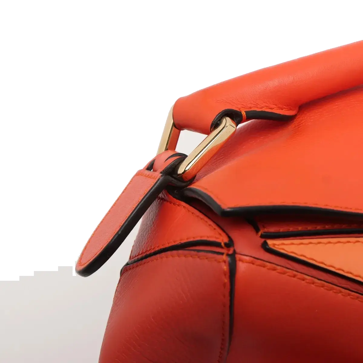 Pre-Loved Puzzle Handbag Colorblock Leather Medium with Gold Hardware, Orange