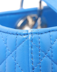 Pre-Loved Lady Dior Handbag Quilted Leather Medium with Silver Hardware, Blue