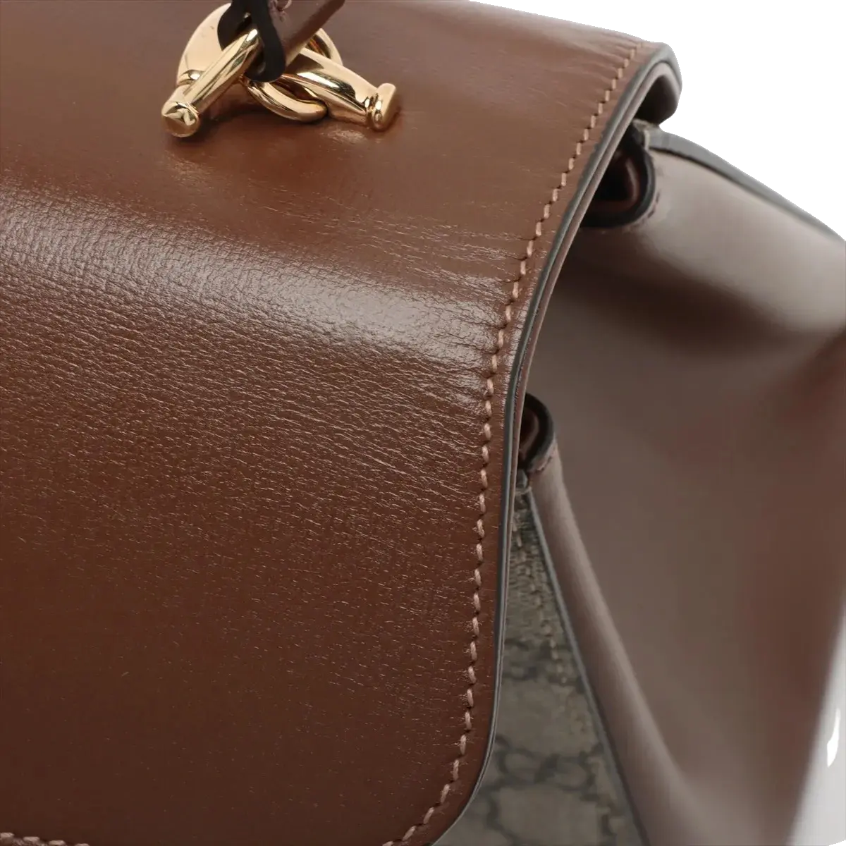 Pre-Loved Horsebit 1955 Handbag Monogram Coated Canvas with Gold Hardware, Beige/Brown