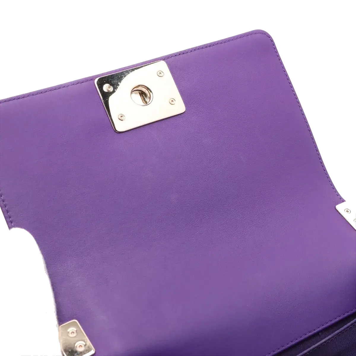 Pre-Loved Boy Shoulder Bag Quilted Leather Old Medium with Gold Hardware, Purple