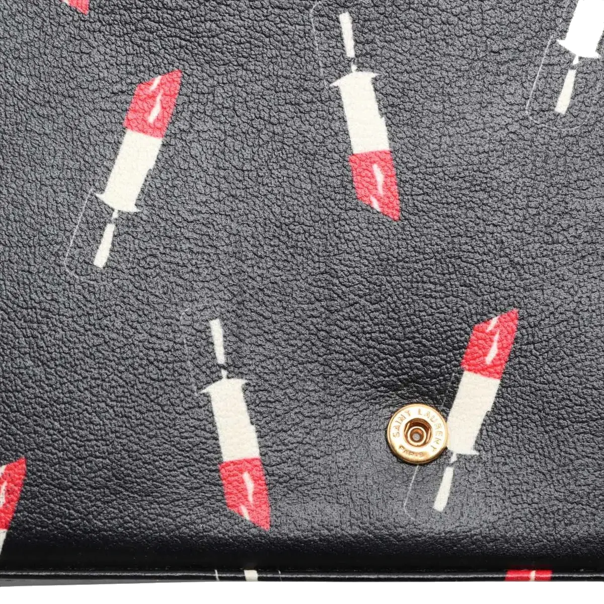 Pre-Loved Kate Chain Wallet Crossbody Bag Lipstick Print Leather Small with Gold Hardware, Black