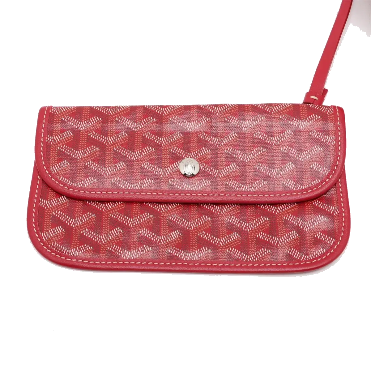 Pre-Loved Saint Louis Tote Goyardine Chevron Coated Canvas GM with Silver Hardware, Red