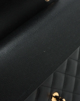 Pre-Loved Classic Double Flap Shoulder Bag Quilted Leather Jumbo with Gold Hardware, Black