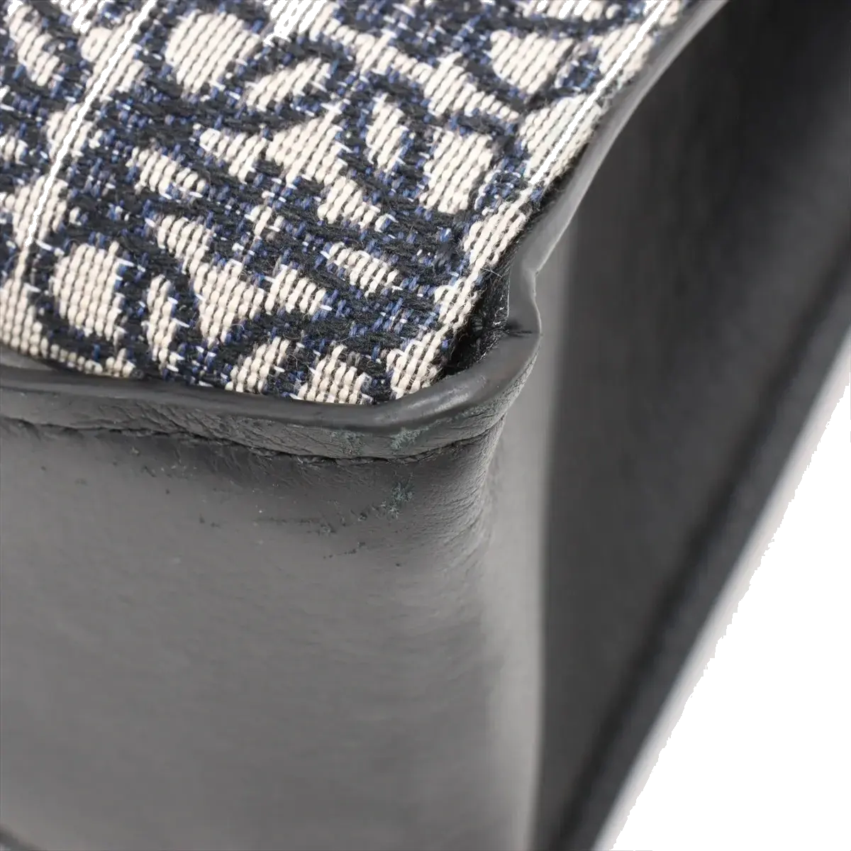 Pre-Loved Cushion Anagram Tote Tote Anagram Canvas Coated with Silver Hardware, Grey and Navy