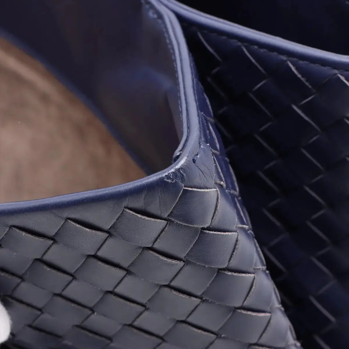 Pre-Loved Roma Tote Intrecciato Leather Medium with Gunmetal Hardware, Navy Blue