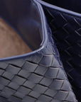 Pre-Loved Roma Tote Intrecciato Leather Medium with Gunmetal Hardware, Navy Blue