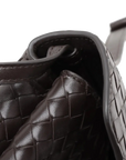 Pre-Loved Andiamo Crossbody Bag Intrecciato Leather Small with Gold Hardware, Dark Brown