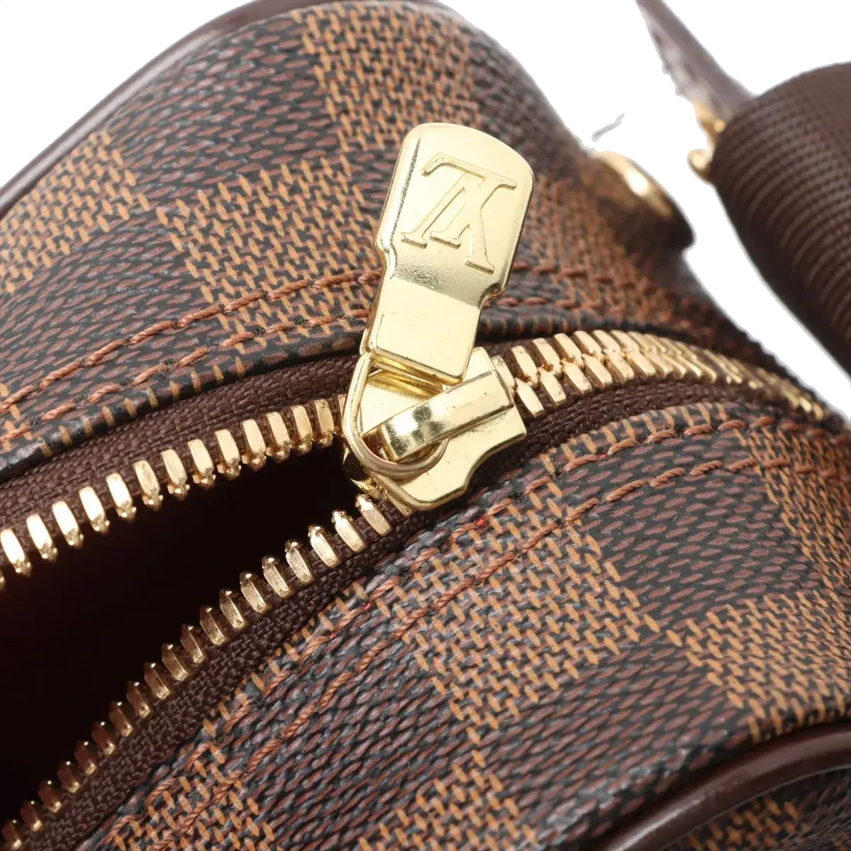 Pre-Loved Olav Crossbody Bag Damier Coated Canvas PM with Gold Hardware, Brown