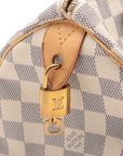 Pre-Loved Speedy Handbag Damier Coated Canvas 25 with Gold Hardware, Cream