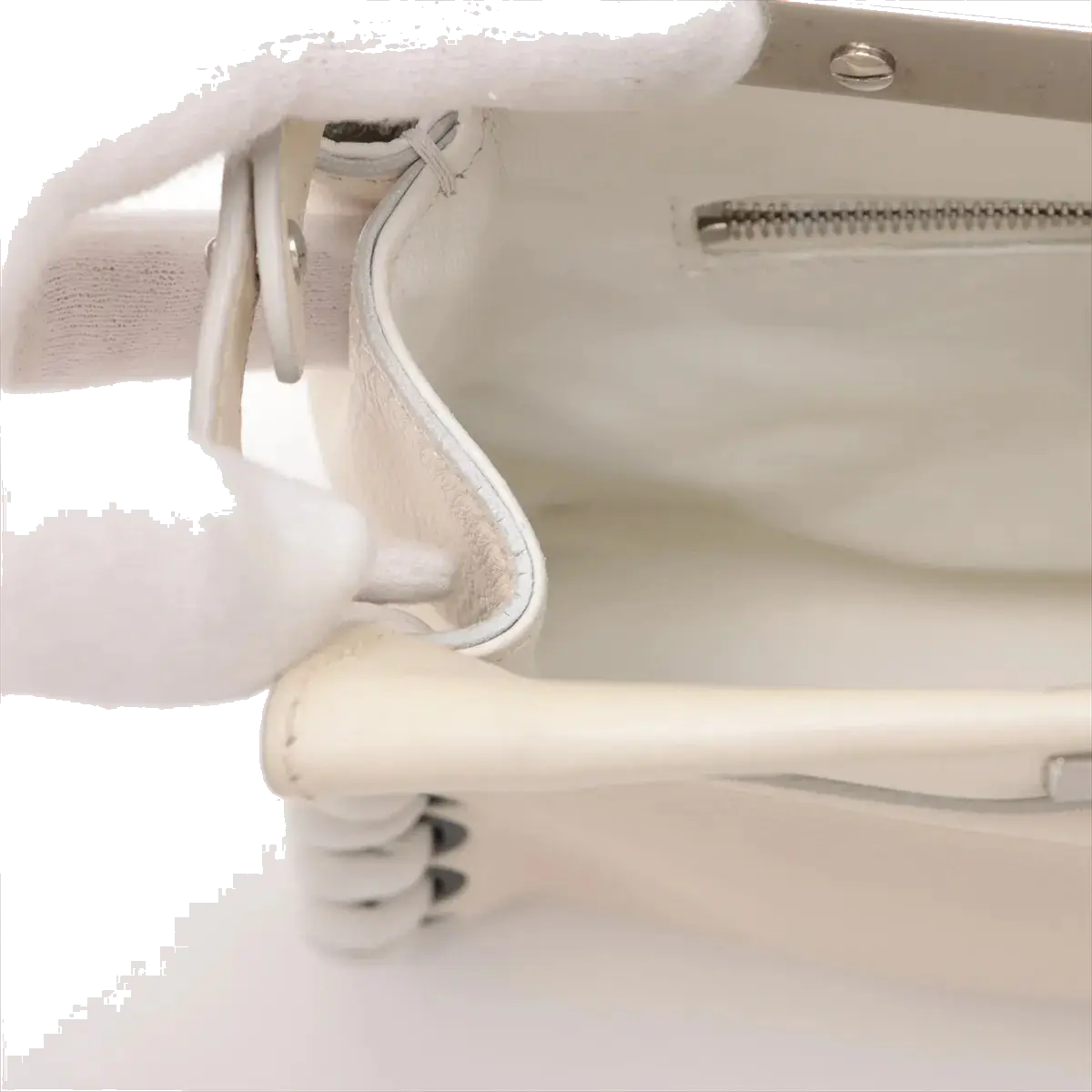 Pre-Loved Peekaboo Handbag Leather Mini with Silver Hardware, Ivory