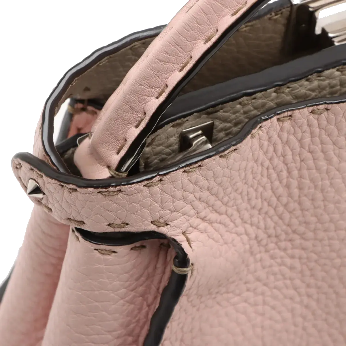 Pre-Loved Peekaboo Selleria Handbag Leather Mini with Silver Hardware, Pink