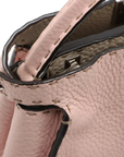 Pre-Loved Peekaboo Selleria Handbag Leather Mini with Silver Hardware, Pink