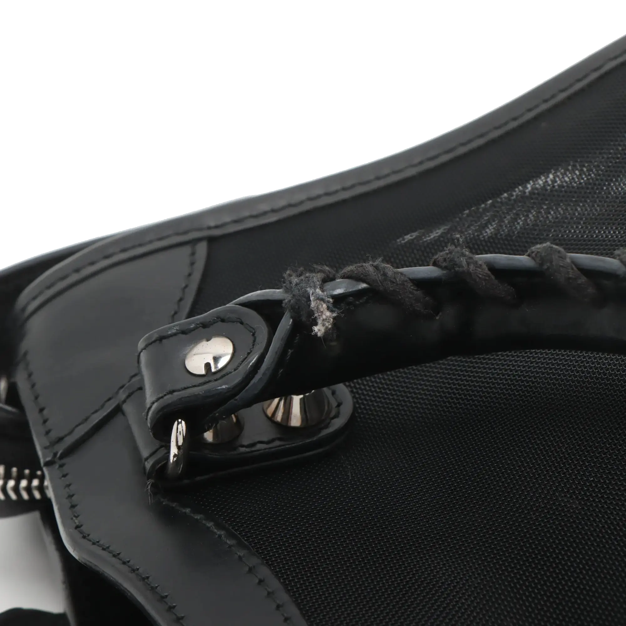 Pre-Loved Classic City Handbag Canvas Plain Mini with Silver Hardware, Black