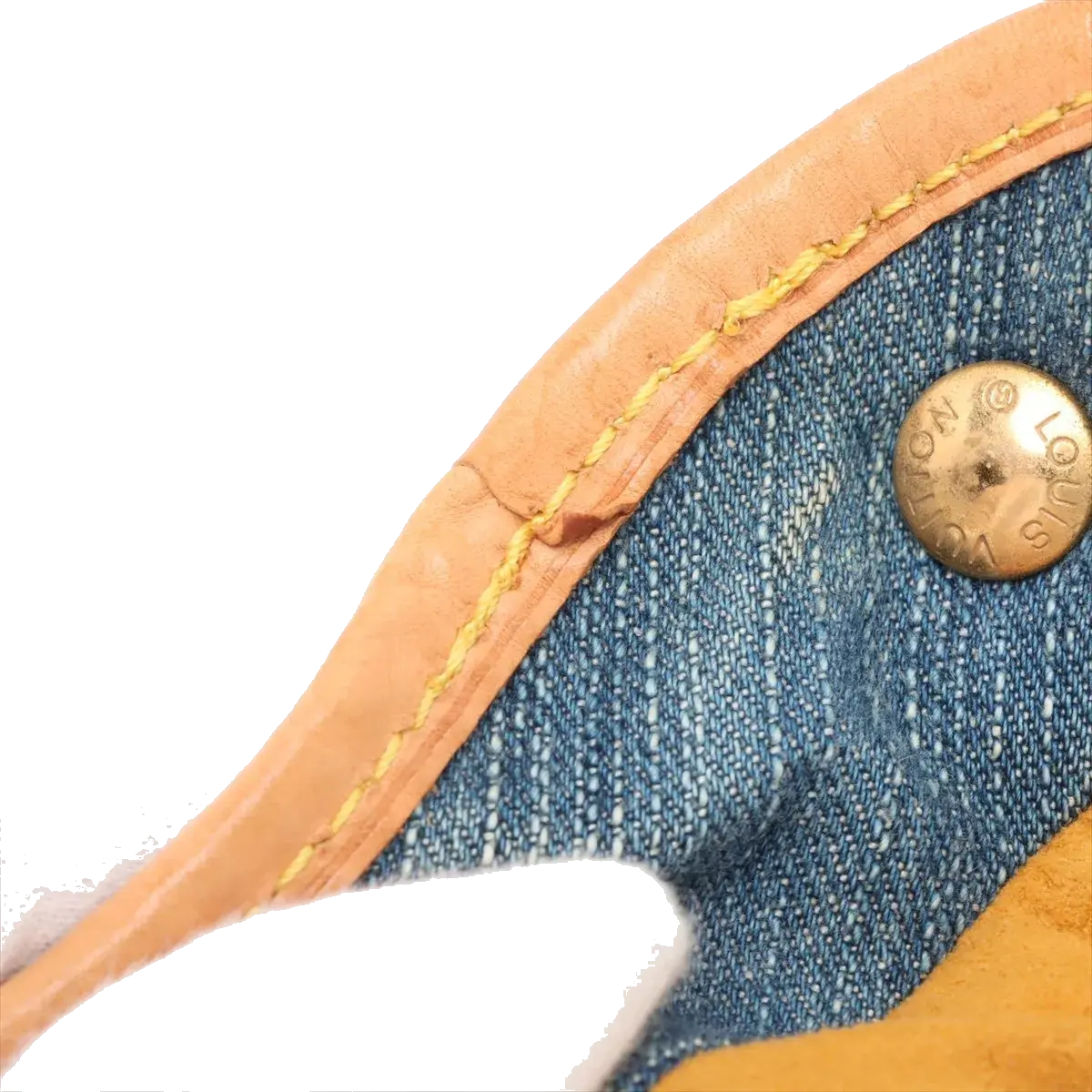 Pre-Loved Pleaty Handbag Monogram Denim Small with Gold Hardware, Blue