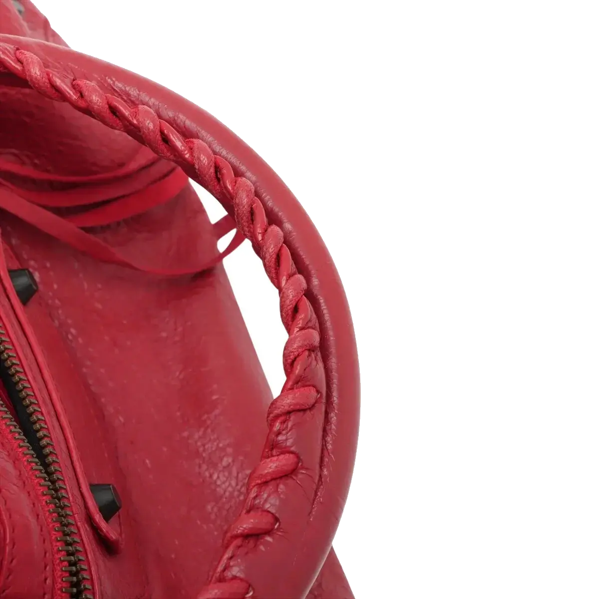Pre-Loved City Handbag Leather with Matte Black Hardware, Red