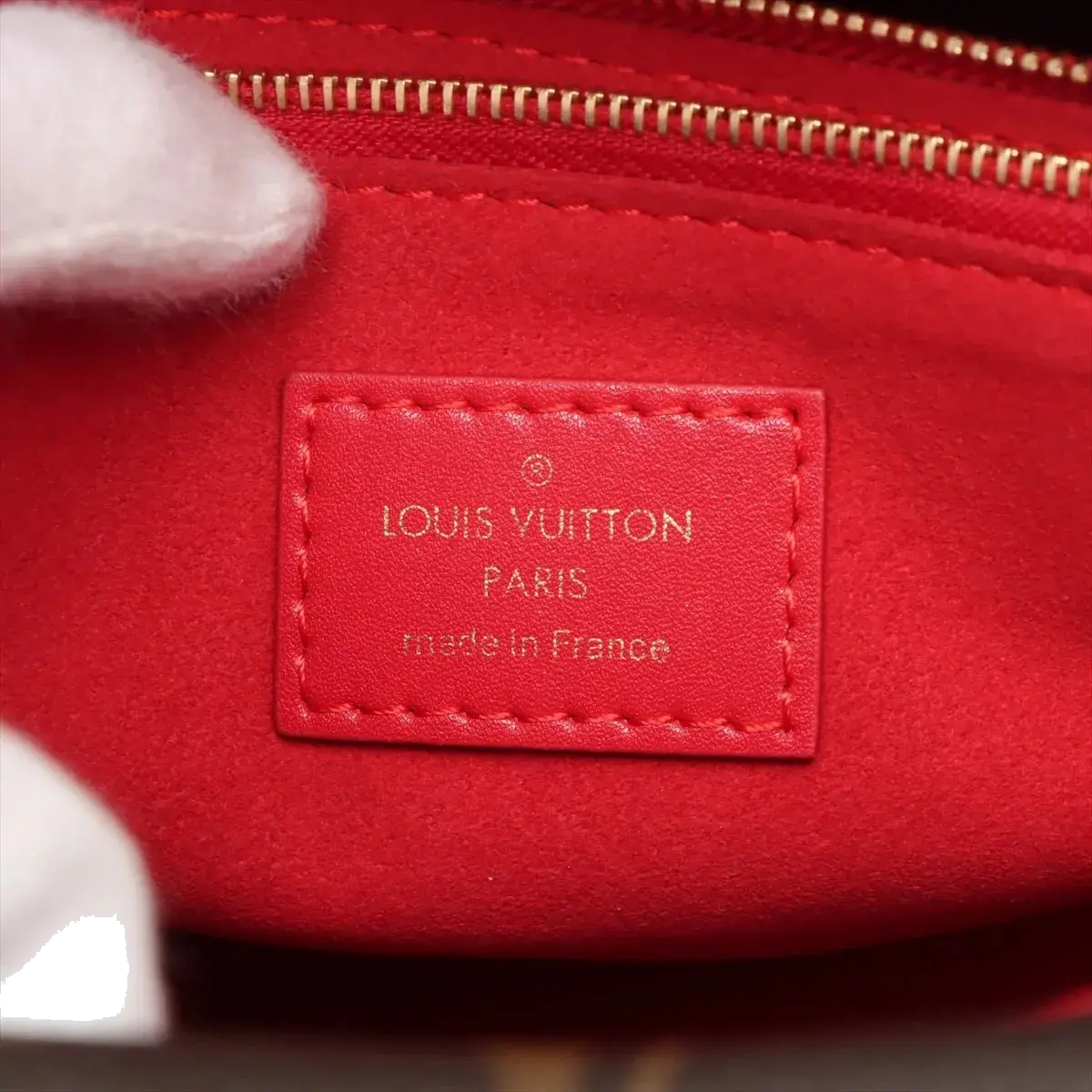 Pre-Loved Double V Handbag Monogram Leather with Gold Hardware, Red